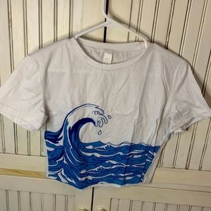 blue waves cropped tshirt